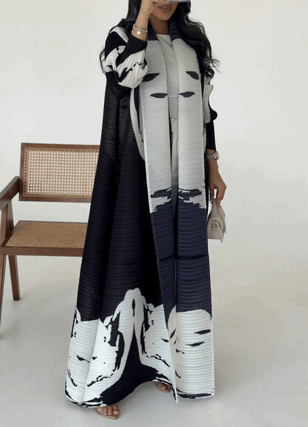 Black Printed Abaya