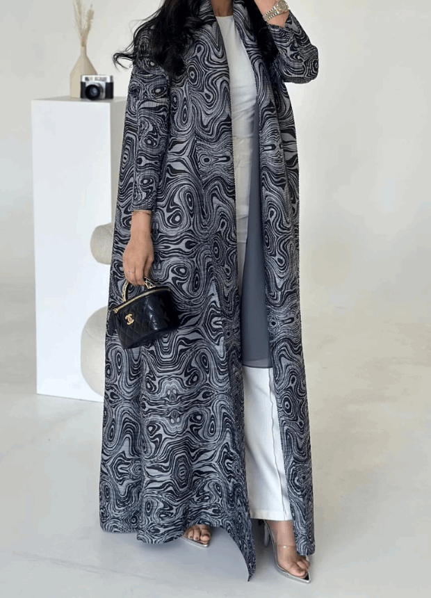 Gray Printed Abaya