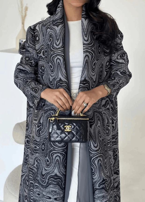 Gray Printed Abaya