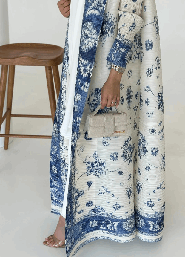 White Front Open Abaya