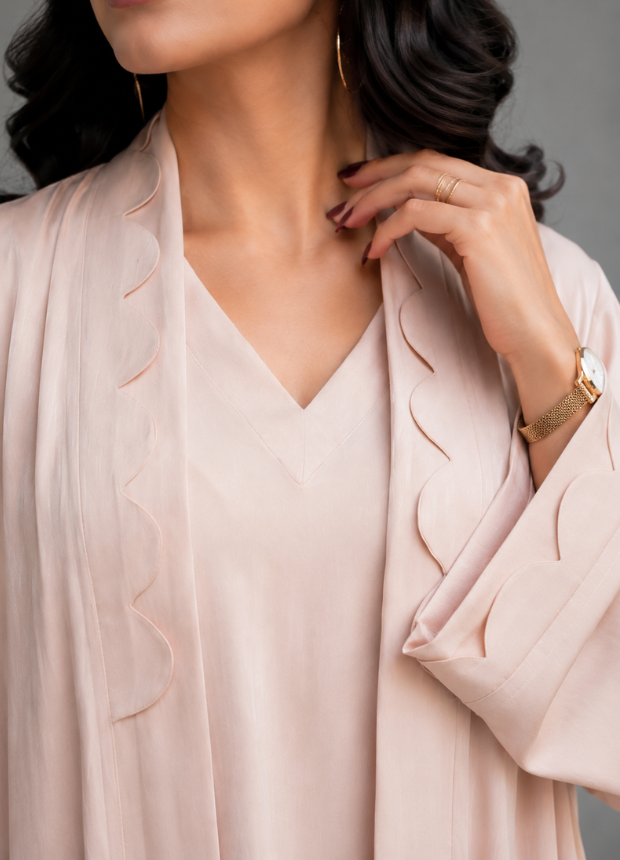 Narin 02: Rose Beige Scalloped Gown Set