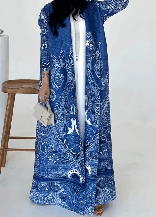 Front-Open-Abaya-Blue