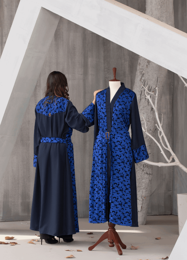 Blue Printed Abaya