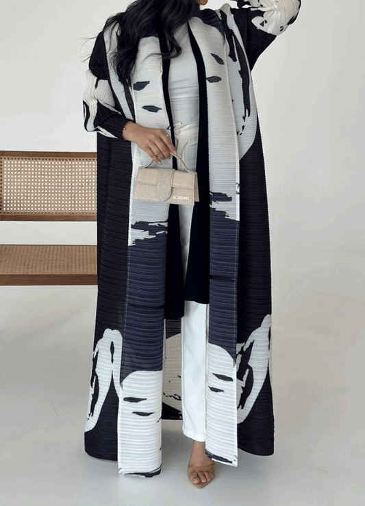 Printed Black Abaya