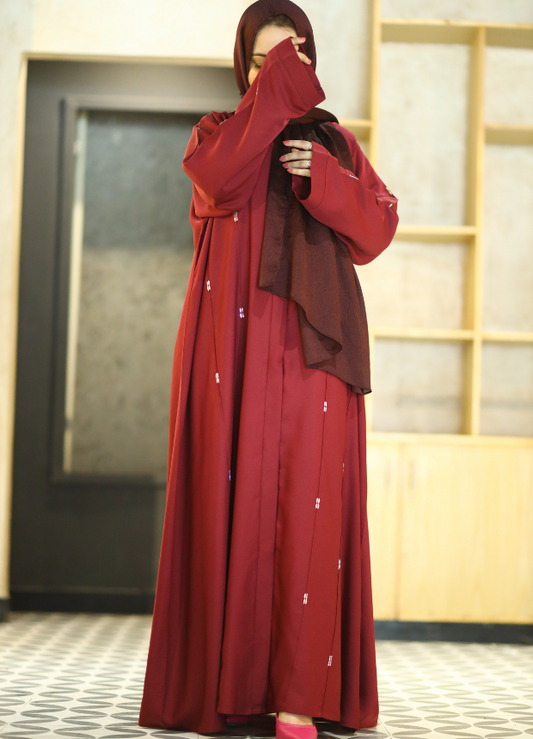 Red New Abaya Design with Beads SX-219