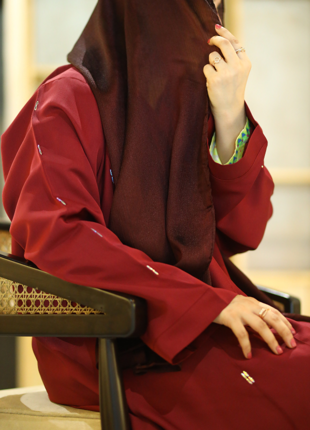 Red New Abaya Design with Beads SX-219