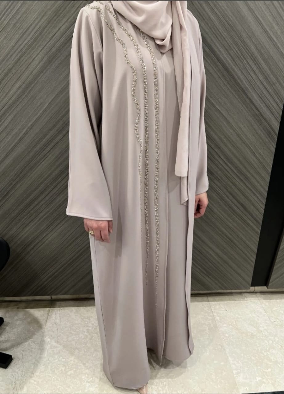 Beaded Beige Abaya 1