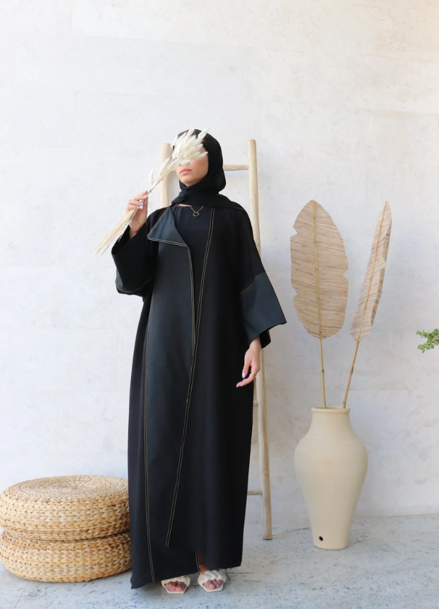 Gold Accents Gown Style Abaya